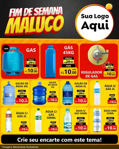 Modelo de Rede Social para Feed Instagram com o tema Final de Semana Maluco para Água e gás