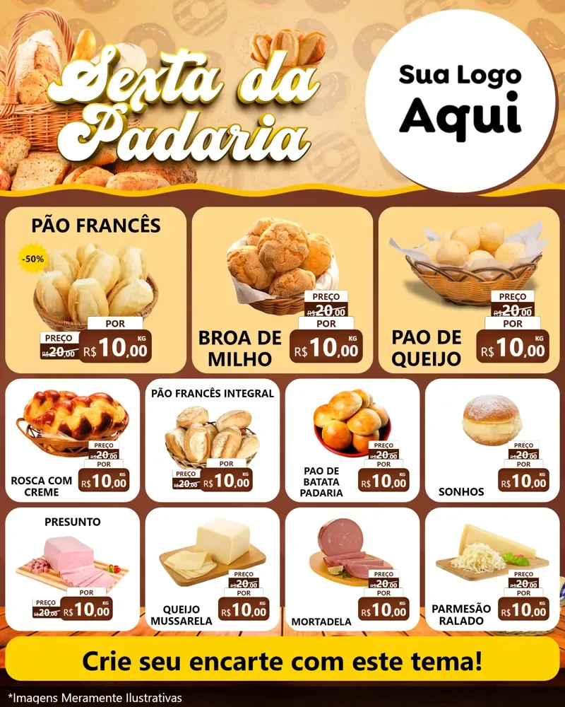 Modelo de Rede Social para Feed Instagram com o tema Sexta da Padaria para Padaria