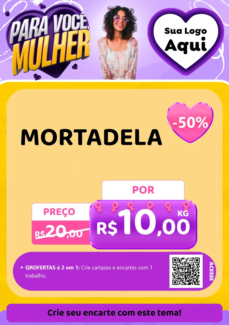 Modelo de Cartaz para Cartaz A4 Vertical com o tema Para Você, Mulher para Frios e Laticínios