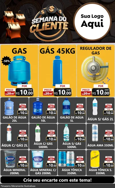 Modelo de Encarte para Encarte Grande com o tema Semana do Cliente para Água e gás