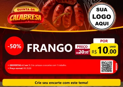 Modelo de Cartaz para Cartaz A4 Horizontal com o tema Quinta da Calabresa para Assados