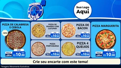 Modelo de TV para TV Horizontal com o tema Novembro Azul para Pizzaria