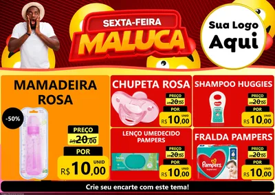 Modelo de Encarte para Encarte A4 Horizontal com o tema Sexta-feira Maluca para Bebês