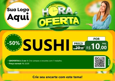 Modelo de Cartaz para Cartaz A4 Horizontal com o tema Hora da Oferta para Comida japonesa