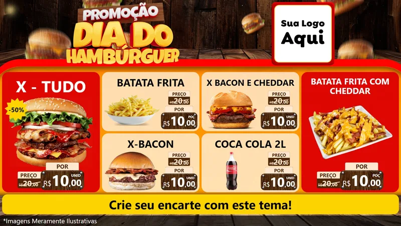 Modelo de TV para TV Horizontal com o tema Promoção dia do Hamburguer para Hamburgueria