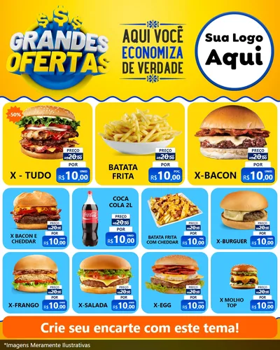 Modelo de Rede Social para Feed Instagram com o tema Grandes Ofertas para Hamburgueria