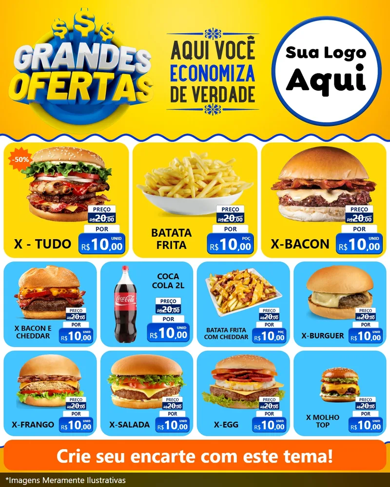 Modelo de Rede Social para Feed Instagram com o tema Grandes Ofertas para Hamburgueria