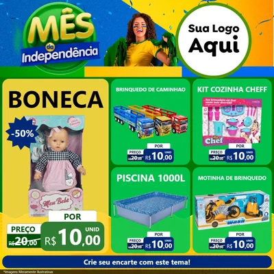Modelo de Rede Social para Feed Facebook com o tema Mês da Independência para Brinquedos
