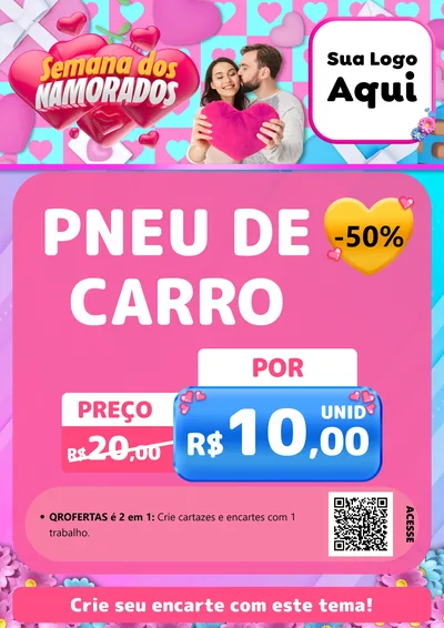 Modelo de Cartaz para Cartaz A4 Vertical com o tema Semana dos Namorados para Auto peças