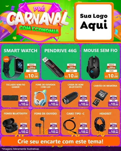 Modelo de Rede Social para Feed Instagram com o tema Pré-Carnaval Com Economia para Informática
