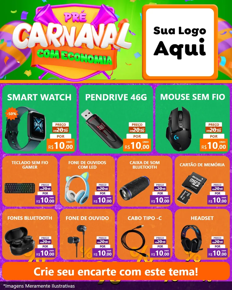 Modelo de Rede Social para Feed Instagram com o tema Pré-Carnaval Com Economia para Informática