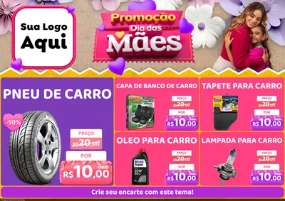 Modelo de Encarte para Encarte A4 Horizontal com o tema Promoção Dia das Mães para Auto peças