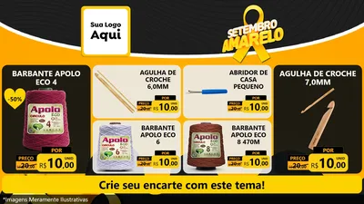 Modelo de TV para TV Horizontal com o tema Setembro Amarelo para Armarinho e Aviamentos