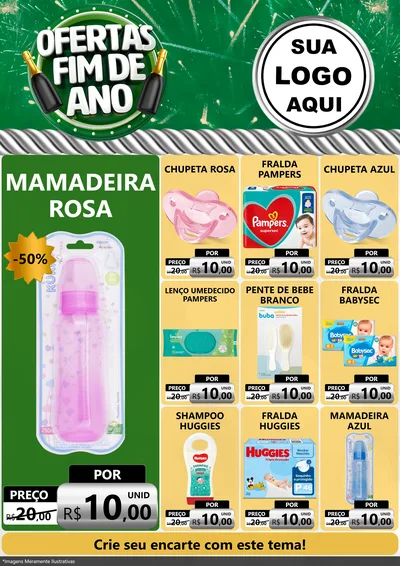 Modelo de Encarte para Encarte A4 Vertical com o tema Ofertas Fim de Ano para Bebês