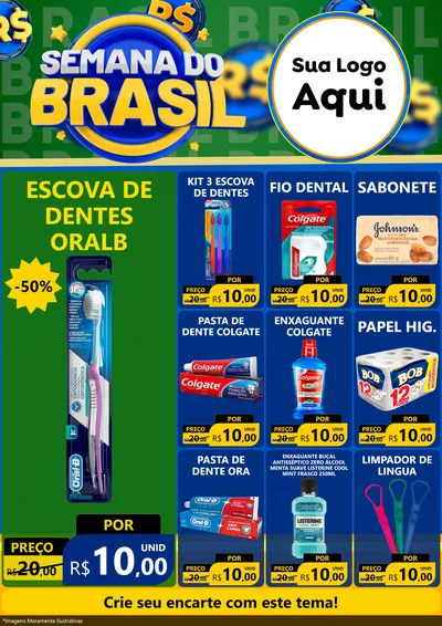 Modelo de Encarte para Encarte A4 Vertical com o tema Semana Do Brasil para Higiene Pessoal