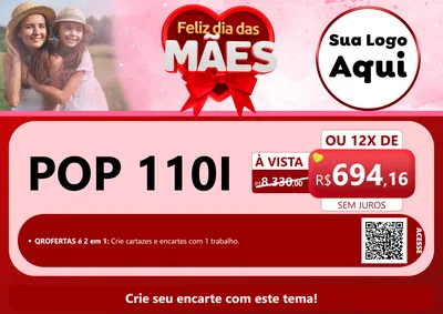 Modelo de Cartaz para Cartaz A4 Horizontal com o tema Feliz Dia Das Mães para Concessionaria de Motos