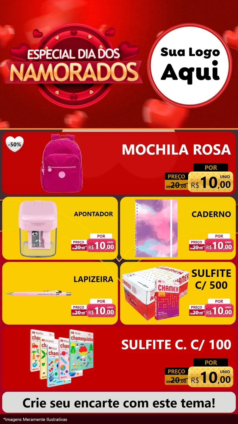 Modelo de TV para TV Vertical com o tema Especial Dia Dos Namorados para Papelaria