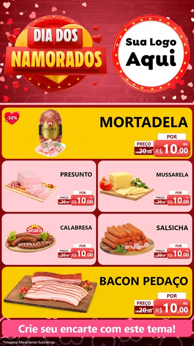 Modelo de TV para TV Vertical com o tema Dia Dos Namorados para Frios e Laticínios