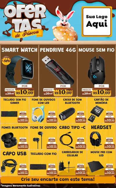 Modelo de Encarte para Encarte Grande com o tema Ofertas de Páscoa para Informática