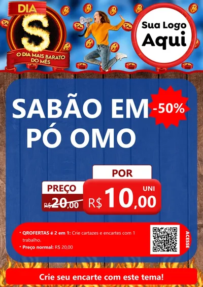 Modelo de Cartaz para Cartaz A4 Vertical com o tema Dia S - O Dia Mais Barato Do Mês para Produtos de Limpeza