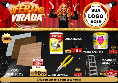 Modelo de Encarte para Encarte A4 Horizontal com o tema Ofertas da Virada para Material para Construção
