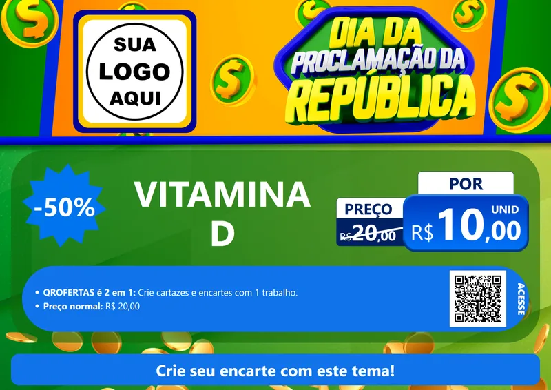 Modelo de Cartaz para Cartaz A4 Horizontal com o tema Dia Da Proclamação da República para Farmácia
