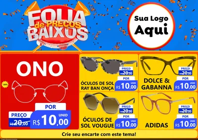 Modelo de Encarte para Encarte A4 Horizontal com o tema Folia de Preços Baixos para Óticas