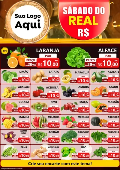 Modelo de Encarte para Encarte A4 Vertical com o tema Sábado do Real para Hortifrúti