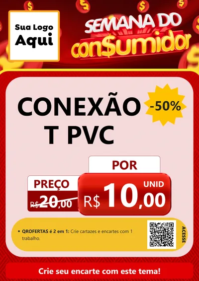 Modelo de Cartaz para Cartaz A4 Vertical com o tema Semana do Consumidor para Tubos e conexões