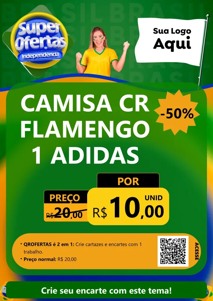 Modelo de Cartaz para Cartaz A4 Vertical com o tema Super Ofertas de Independência para Roupas e acessórios