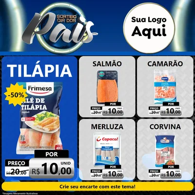 Modelo de Rede Social para Feed Facebook com o tema Sorteio Dia Dos Pais para Peixaria