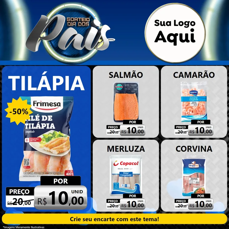 Modelo de Rede Social para Feed Facebook com o tema Sorteio Dia Dos Pais para Peixaria