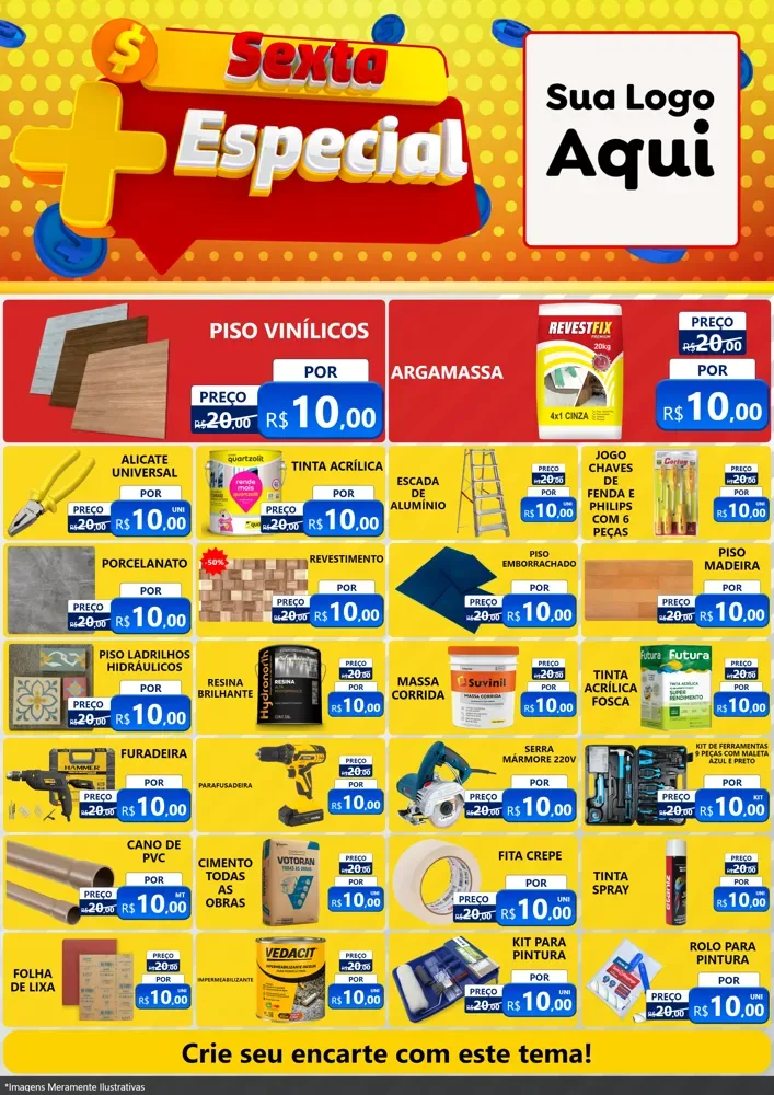 Modelo de Encarte para Encarte A4 Vertical com o tema Sexta Mais Especial para Material para Construção