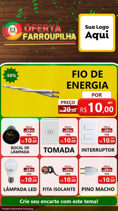 Modelo de Rede Social para Stories com o tema Oferta Farroupilha para Materiais Elétricos