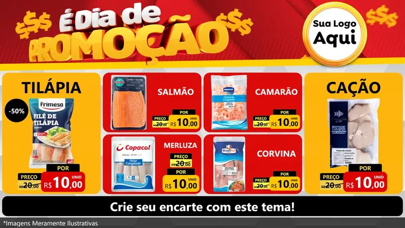 Modelo de TV para TV Horizontal com o tema É Dia De Promoção para Peixaria