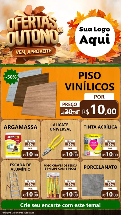 Modelo de Rede Social para Stories com o tema Ofertas de Outono - Vem, Aproveite! para Material para Construção