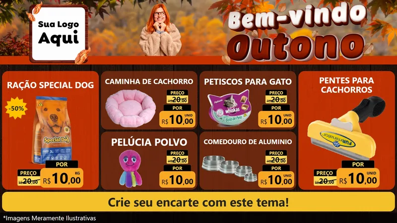 Modelo de TV para TV Horizontal com o tema Bem-vindo Outono para Pet Shop