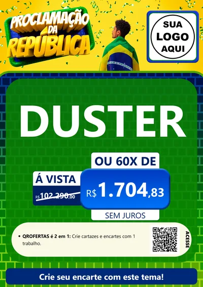 Modelo de Cartaz para Cartaz A4 Vertical com o tema Proclamação da República para Concessionaria de Carros