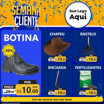 Modelo de Rede Social para Feed Facebook com o tema Semana do Cliente para Agropecuária