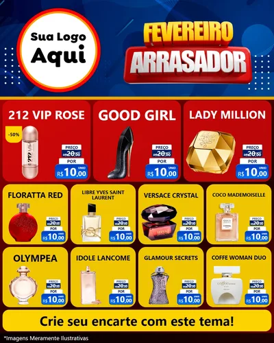 Modelo de Rede Social para Feed Instagram com o tema Fevereiro Arrasador para Perfumes