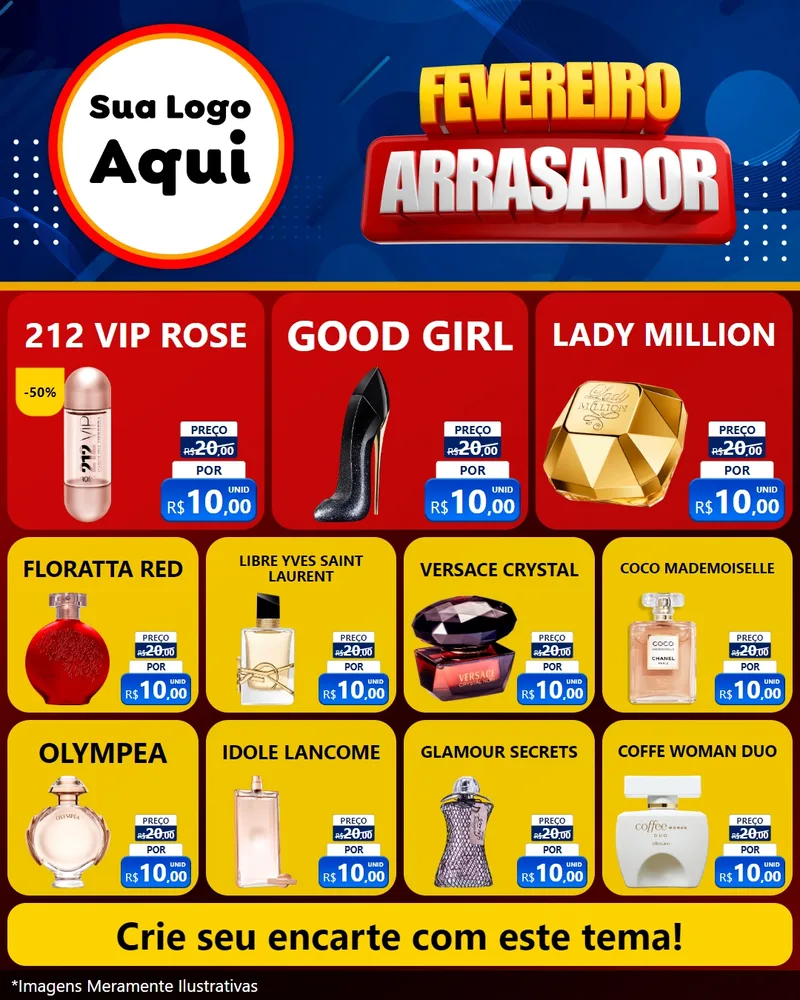 Modelo de Rede Social para Feed Instagram com o tema Fevereiro Arrasador para Perfumes