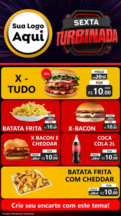 Modelo de TV para TV Vertical com o tema Sexta Turbinada para Hamburgueria