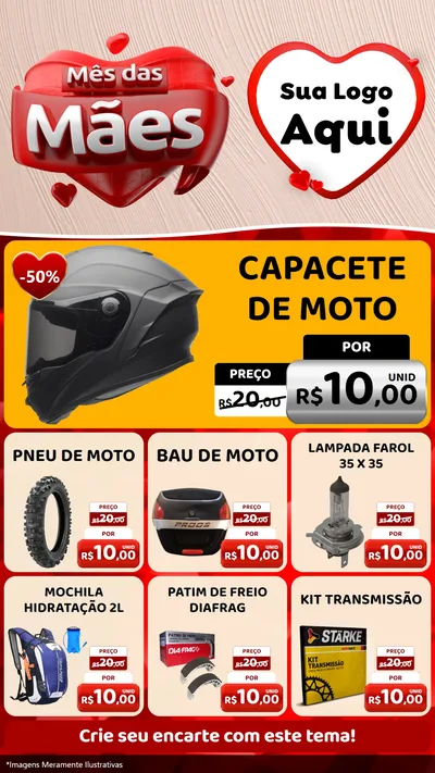 Modelo de Rede Social para Stories com o tema Mês das Mães para Moto peças