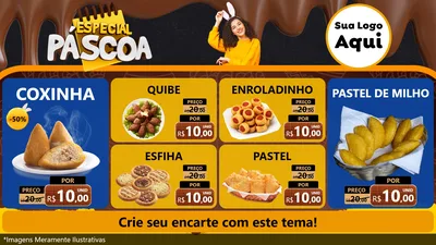 Modelo de TV para TV Horizontal com o tema Especial Páscoa para Salgadaria