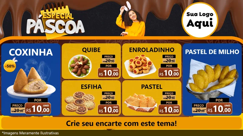 Modelo de TV para TV Horizontal com o tema Especial Páscoa para Salgadaria