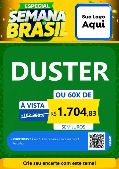 Modelo de Cartaz para Cartaz A4 Vertical com o tema Especial Semana do Brasil para Concessionaria de Carros