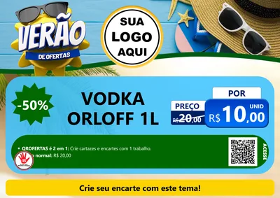 Modelo de Cartaz para Cartaz A4 Horizontal com o tema Verão de Ofertas para Distribuidora de bebidas