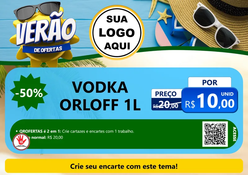 Modelo de Cartaz para Cartaz A4 Horizontal com o tema Verão de Ofertas para Distribuidora de bebidas