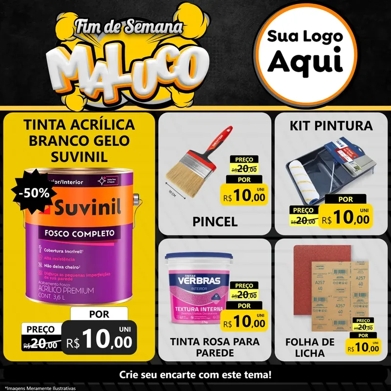 Modelo de Rede Social para Feed Facebook com o tema Fim de Semana Maluco para Tintas e Ferramentas