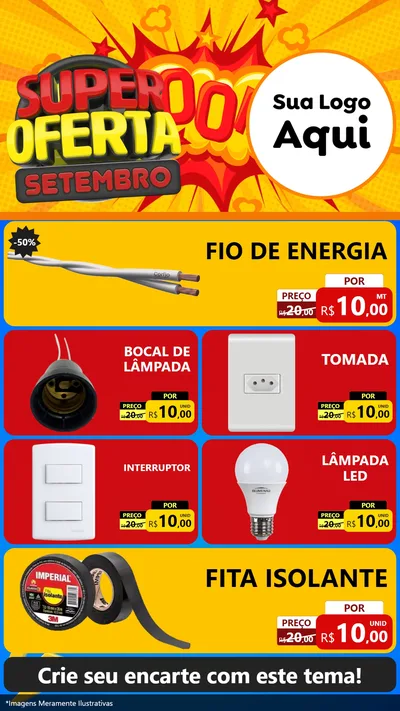 Modelo de TV para TV Vertical com o tema Super Oferta Setembro para Materiais Elétricos